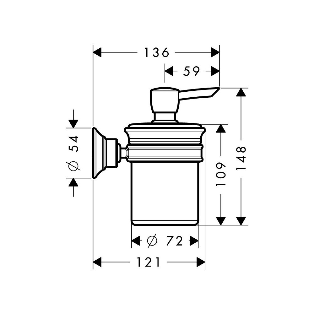 Hansgrohe AXOR Montreux Lotionspender, 300ml, Metall/Porzellan, Brushed Black Chrom... HANSGROHE-42019340 4011097936970 (Abb. 2)
