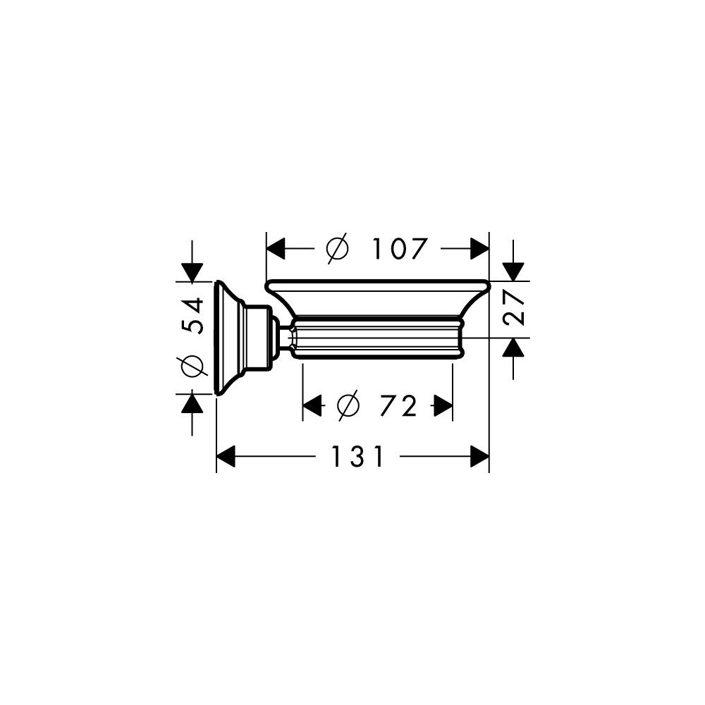 Hansgrohe AXOR Montreux Seifenschale, 107x54x131mm, Porzellan/Metall, Polished Red ... HANSGROHE-42033300 4011097938233 (Abb. 2)