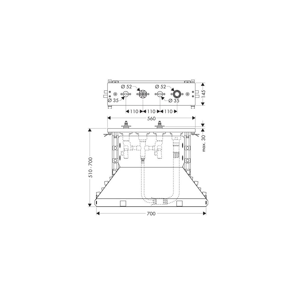 Hansgrohe AXOR Grundkörper für 4-Loch Fliesenrandarmatur, Secuflexbox, 1,10m Auszie... HANSGROHE-15481180 4059625077528 (Abb. 3)
