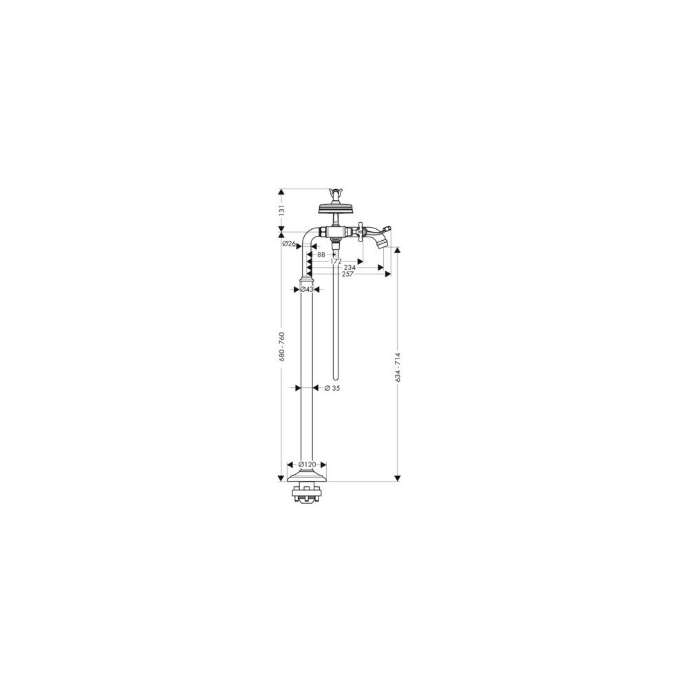 Hansgrohe AXOR Montreux 2-Griff Wannenarmatur bodenstehend, 16,5l/min, Kreuzgriffen... HANSGROHE-16547330 4011097819082 (Abb. 4)