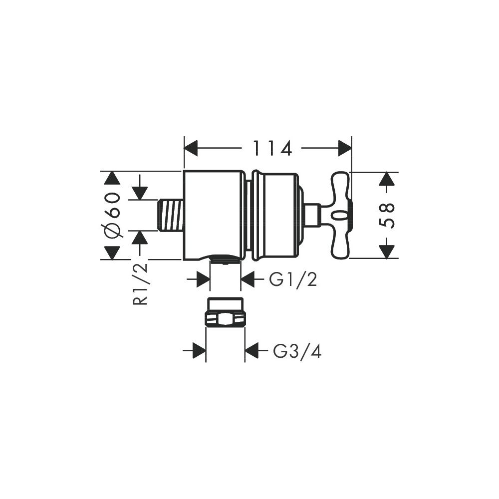 Hansgrohe AXOR Montreux Wandanschluss Stop, Rückflussverhinderer, Absperrventil , K... HANSGROHE-16882000 4011097515885 (Abb. 3)