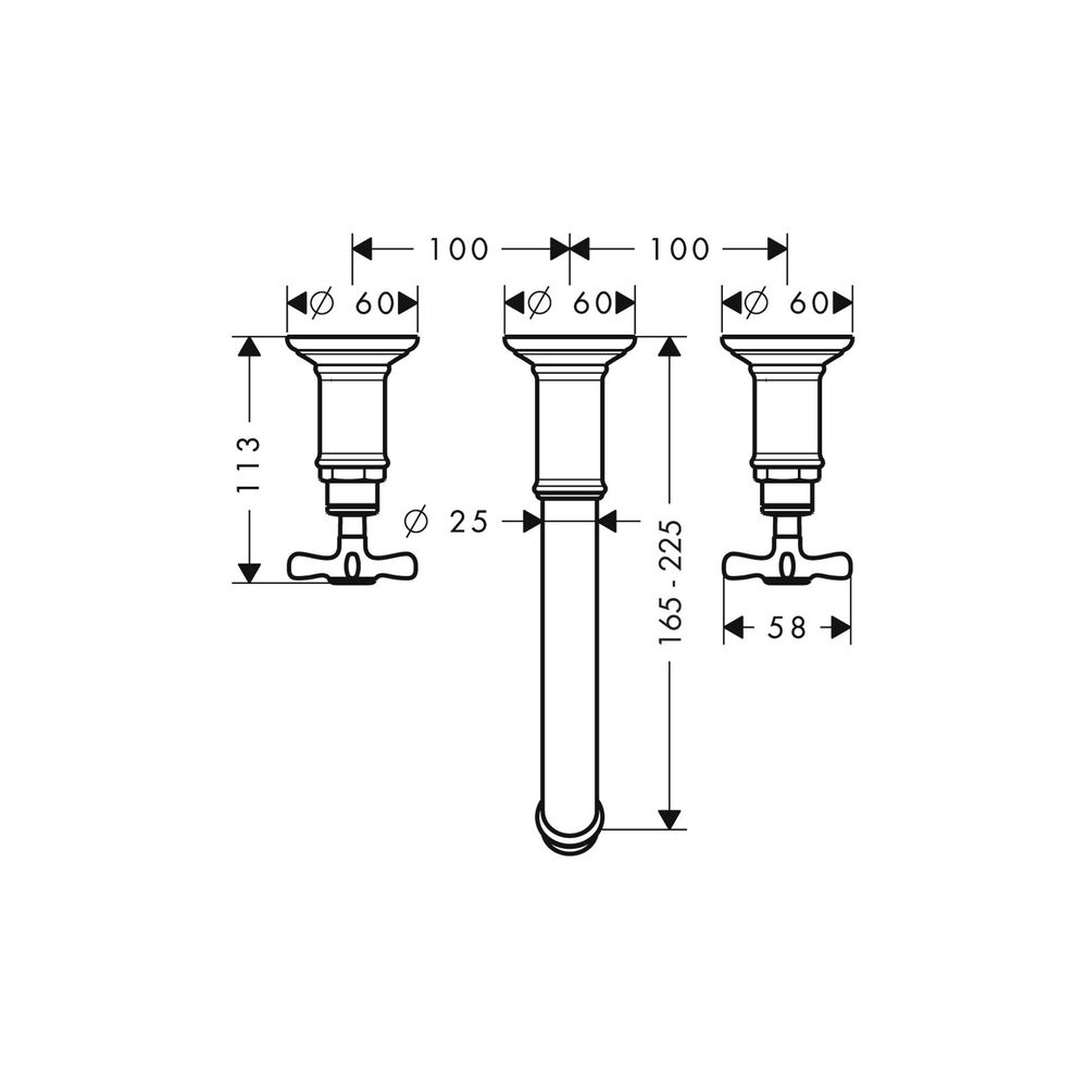 Hansgrohe AXOR Montreux 3-Loch Waschtischarmatur UP, 5l/min, für Wandmontage, Ausla... HANSGROHE-16532950 4011097880945 (Abb. 3)