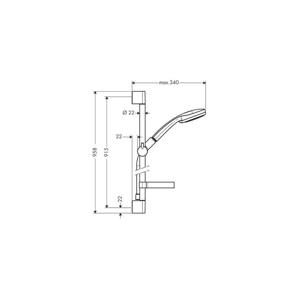 hansgrohe Croma 100 Brauseset Vario mit Brausestange 900mm 18l/min Seifenschale, Ch... HANSGROHE-27771000 4011097537290 (Abb. 3)