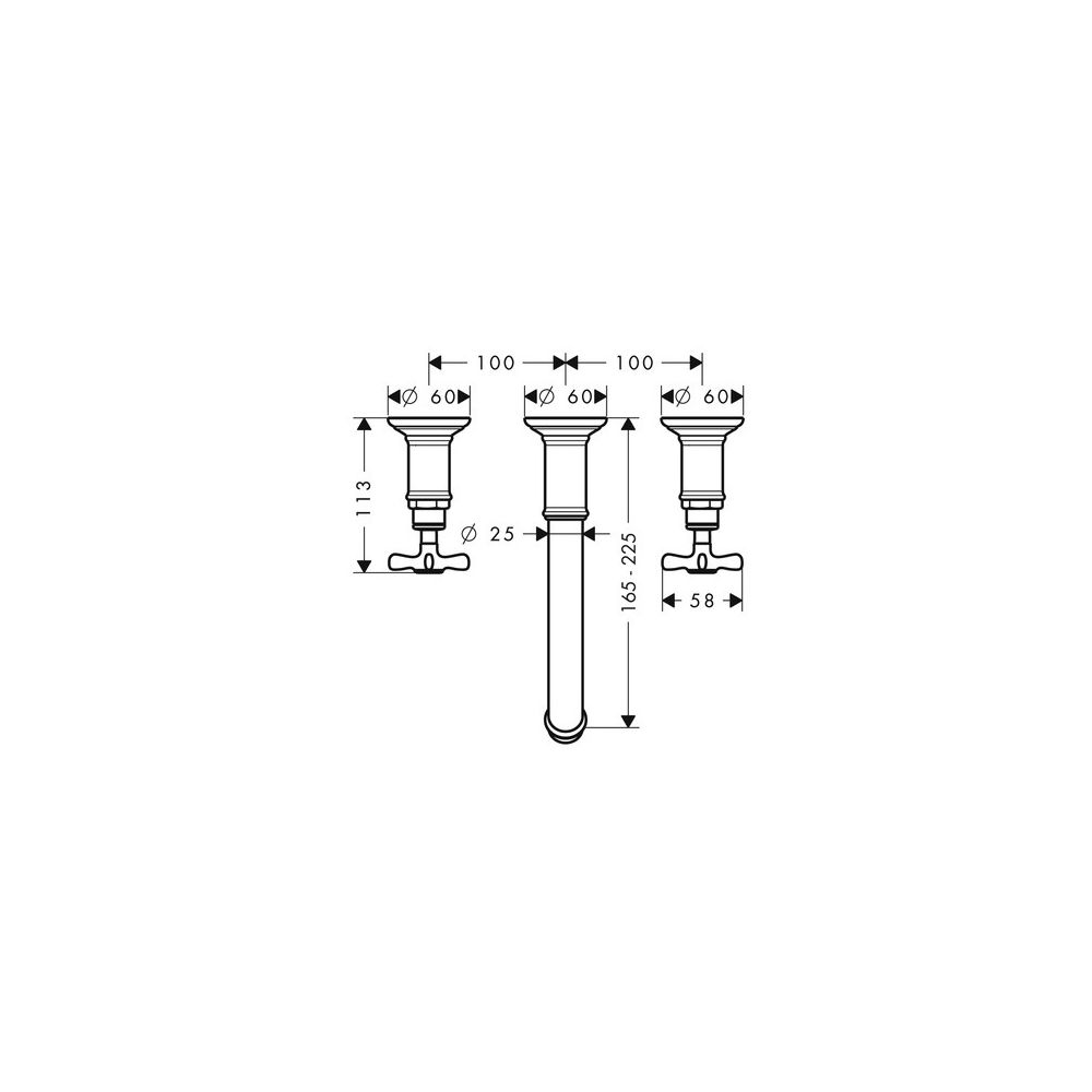Hansgrohe AXOR Montreux 3-Loch Waschtischarmatur UP, 5l/min, für Wandmontage, Ausla... HANSGROHE-16532950 4011097880945 (Abb. 4)