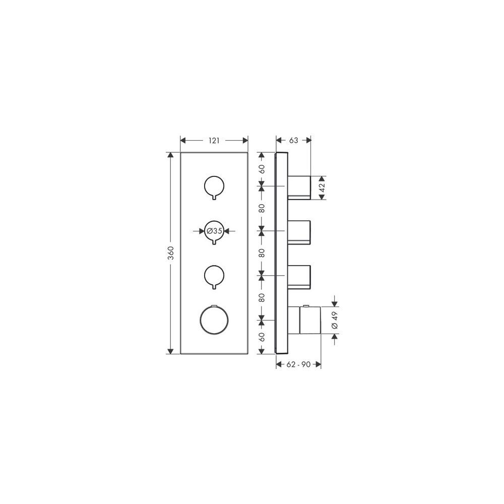 Hansgrohe AXOR ShowerSolutions Thermostatmodul 360x120mm, Unterputz, 59l/min, eckig... HANSGROHE-10751250 4011097863566 (Abb. 4)