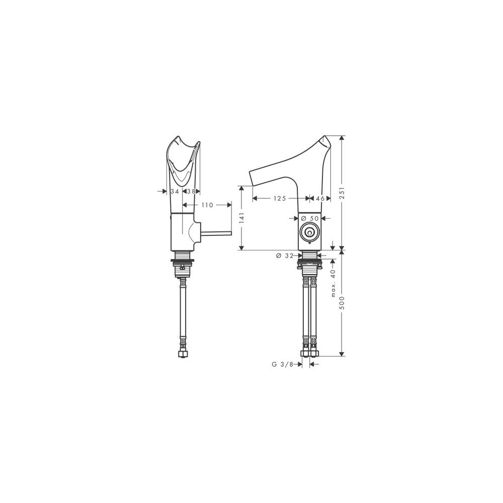 Hansgrohe AXOR Starck V Einhebel-Waschtischmischer 140mm, 4l/min, Glasauslauf, Abla... HANSGROHE-12112250 4011097821498 (Abb. 3)