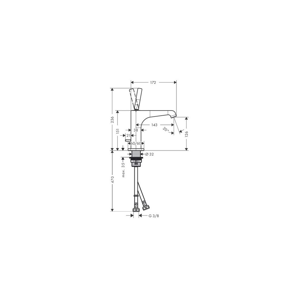 Hansgrohe AXOR Citterio E Einhebel-Waschtischmischer 130mm, Pin-Griff, Zugstangen-A... HANSGROHE-36100800 4011097818030 (Abb. 6)