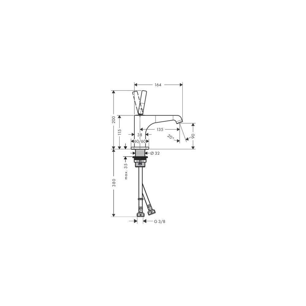 Hansgrohe AXOR Citterio E Einhebel-Waschtischmischer 90mm, Pin-Griff, Ablaufgarnitu... HANSGROHE-36102000 4011097751559 (Abb. 3)