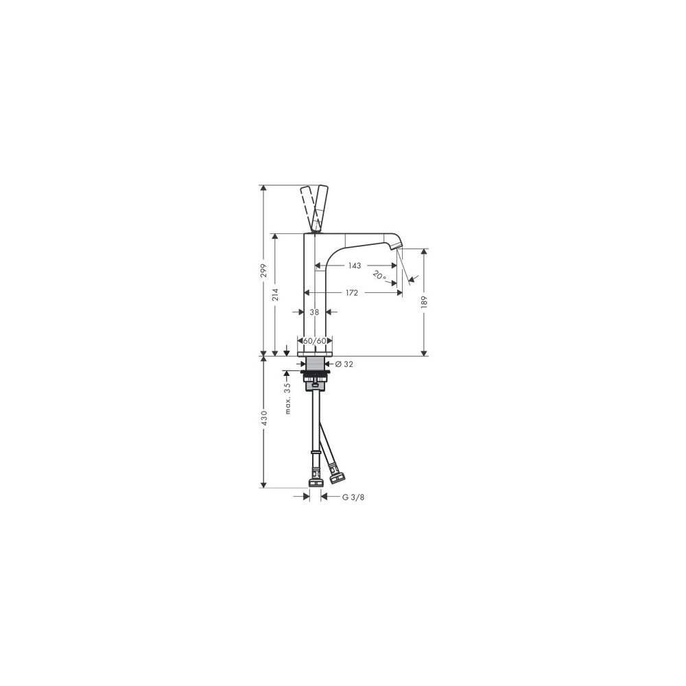 Hansgrohe AXOR Citterio E Einhebel-Waschtischmischer 190mm, Pin-Griff, Ablaufgarnit... HANSGROHE-36103310 4011097818528 (Abb. 3)