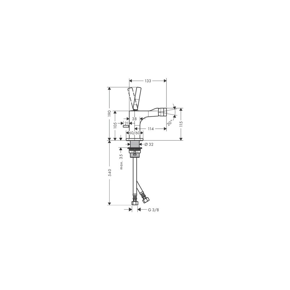 Hansgrohe AXOR Einhebel-Bidetmischer Citterio E, Pin-Griff, Zugstangen-Ablaufgarnit... HANSGROHE-36120340 4011097818771 (Abb. 3)