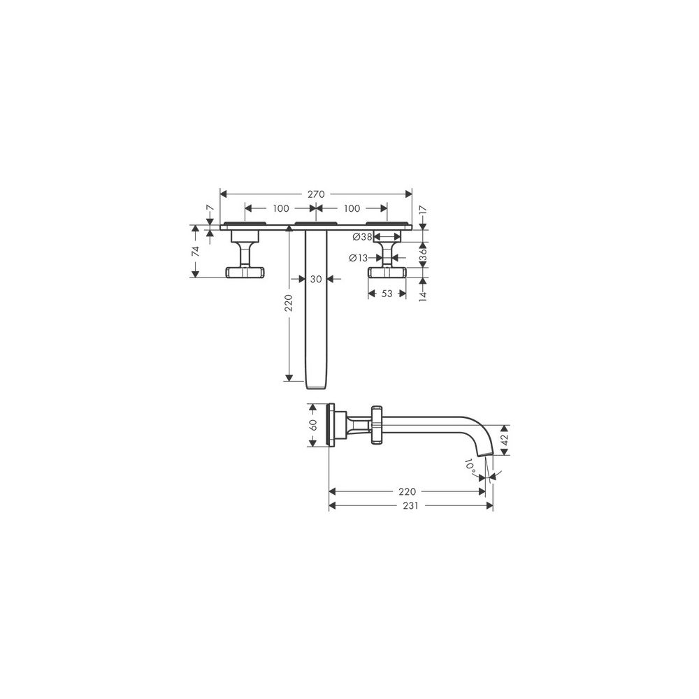 Hansgrohe AXOR Citterio E 3-Loch Waschtischarmatur Unterputz für Wandmontage, Ausla... HANSGROHE-36115330 4011097827162 (Abb. 3)