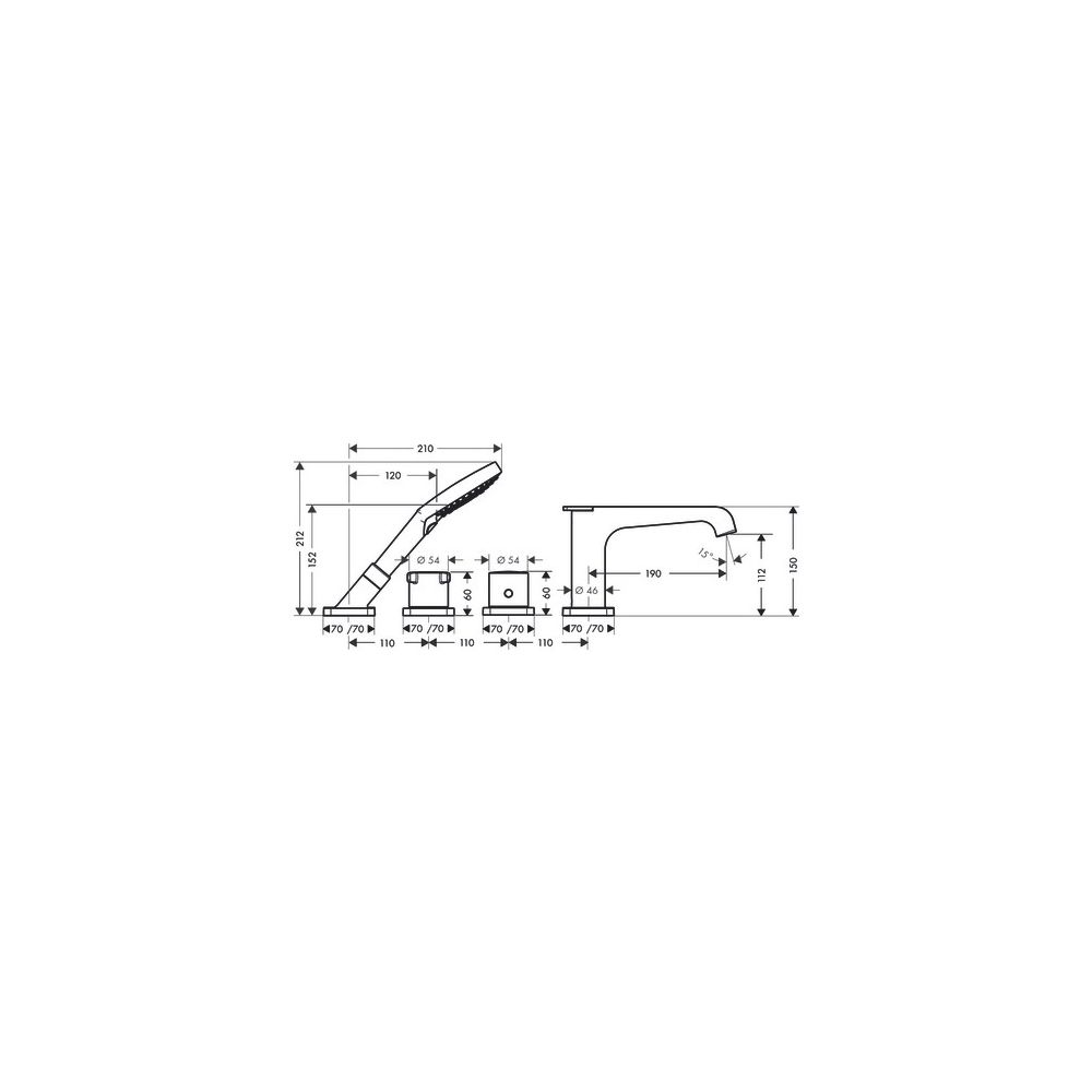 Hansgrohe AXOR Citterio E 4-Loch Fliesenrandarmatur, Thermostat, 2 Verbraucher, Mat... HANSGROHE-36410670 4059625435625 (Abb. 2)