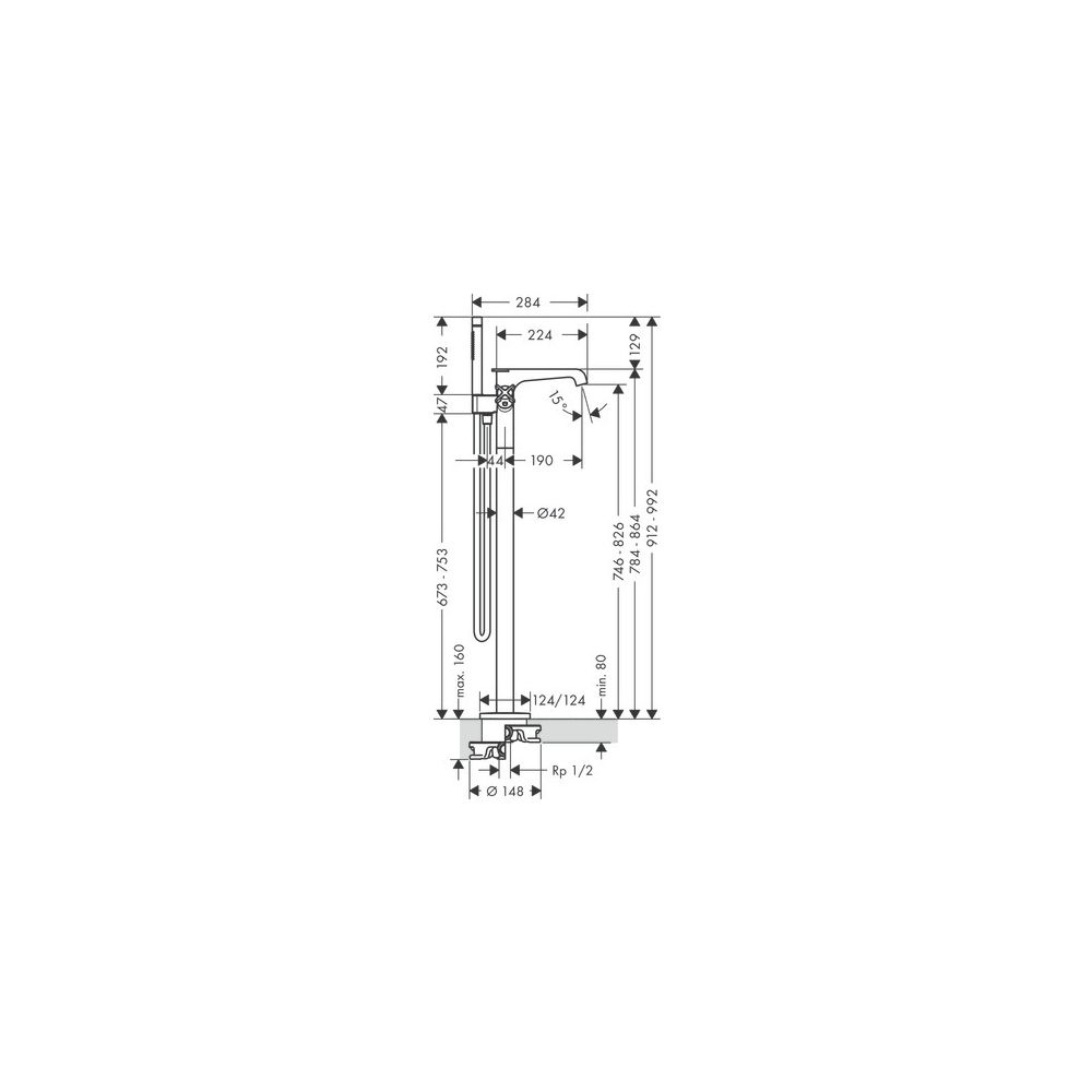 Hansgrohe AXOR Citterio E Wannenthermostat bodenstehend, 2 Verbraucher, Polished Bl... HANSGROHE-36416330 4011097814278 (Abb. 3)