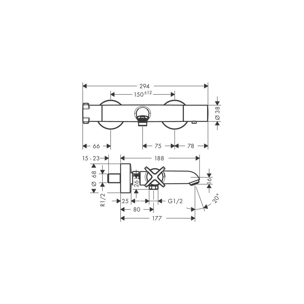 Hansgrohe AXOR Citterio E Wannenthermostat Aufputz, 2 Verbraucher, Brushed Black Ch... HANSGROHE-36140340 4011097904092 (Abb. 2)