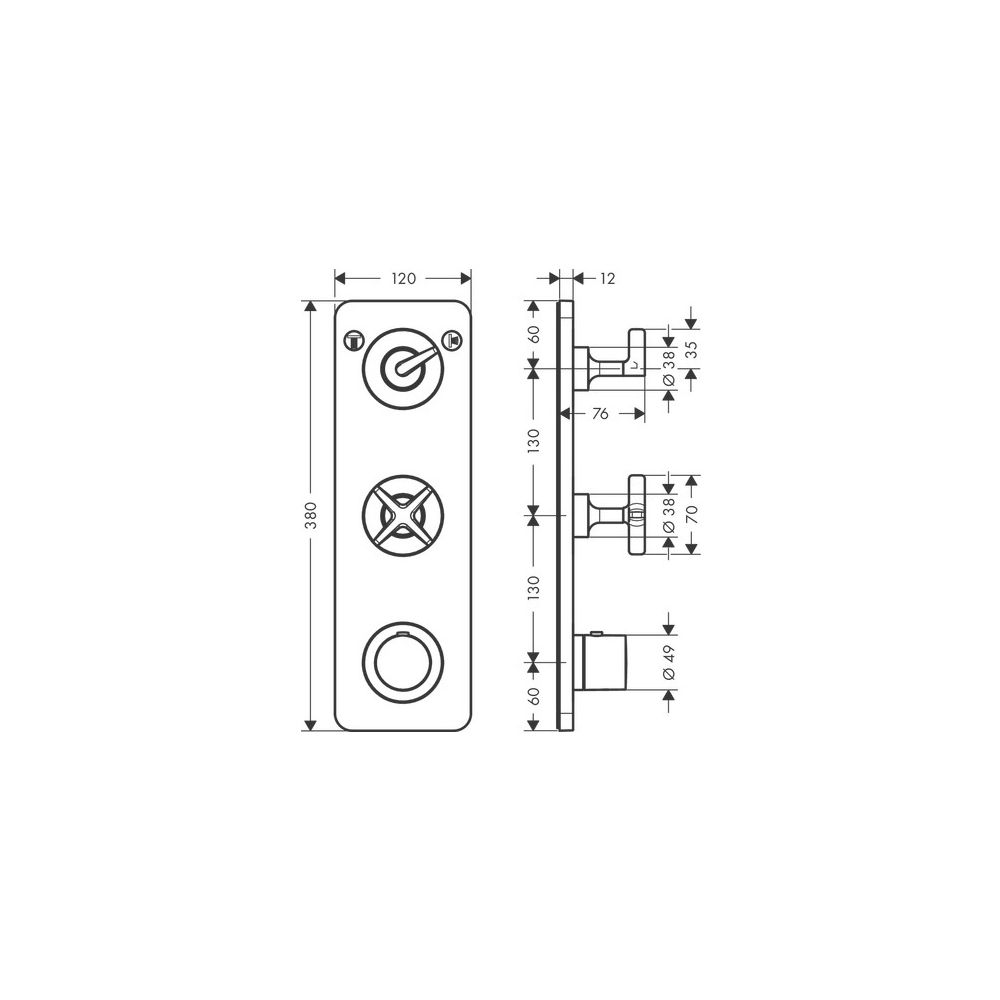 Hansgrohe AXOR Citterio E Thermostatmodul 380x120mm, UP, DN 20, für 2 Verbraucher, ... HANSGROHE-36703820 4011097905631 (Abb. 2)