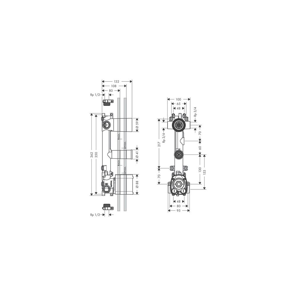 Hansgrohe Thermostatmodul Unterputz AXOR Citterio E, DN 20, 59l/min, 2 Verbraucher... HANSGROHE-36701180 4011097755588 (Abb. 4)