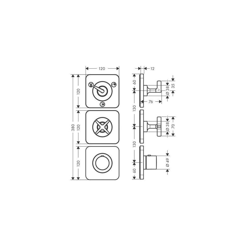 Hansgrohe AXOR Citterio E Thermostatmodul 380x120mm, UP, DN 20, für 3 Verbraucher, ... HANSGROHE-36704800 4011097905808 (Abb. 3)