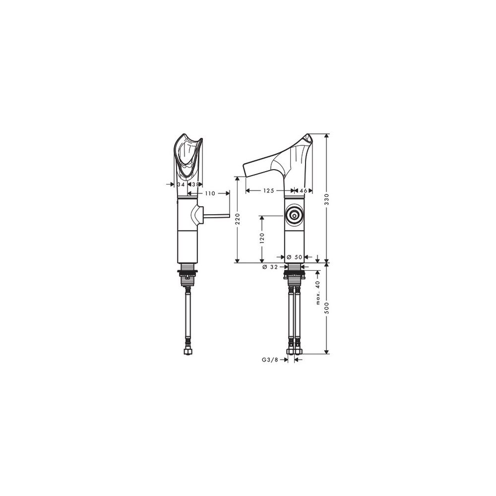 Hansgrohe AXOR Starck V Einhebel-Waschtischmischer 220mm, 4l/min, Glasauslauf für A... HANSGROHE-12114300 4011097871295 (Abb. 2)