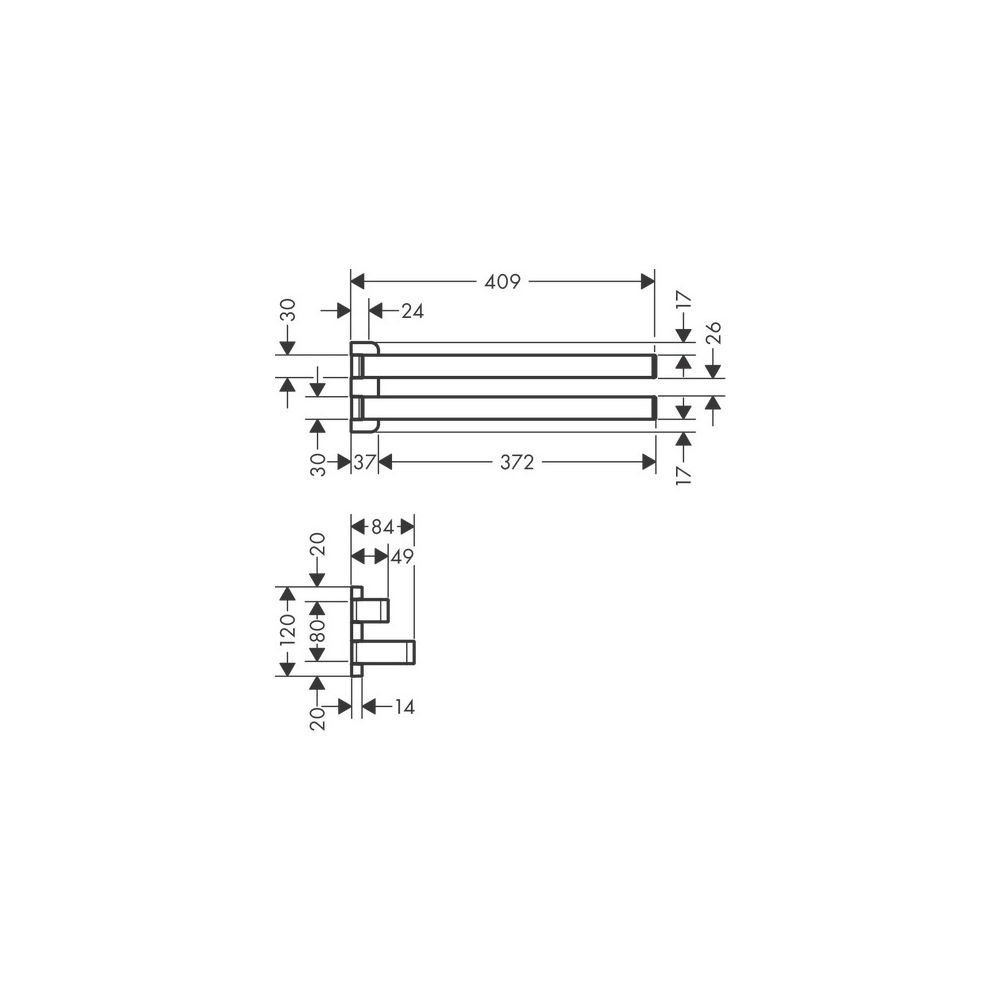 Hansgrohe AXOR Universal Softsquare Handtuchhalter zweiarmig, 409mm, Metall, Brushe... HANSGROHE-42821140 4011097824857 (Abb. 2)
