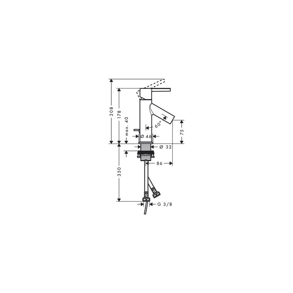 Hansgrohe AXOR Starck Einhebel-Waschtischmischer 80mm, 5l/min, Hebel-Grifffür HWB, ... HANSGROHE-10102820 4011097852775 (Abb. 2)
