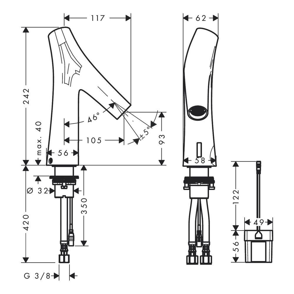 Hansgrohe AXOR Starck Organic Elektronik-Waschtischmischer, 5l/min, Temperaturvorei... HANSGROHE-12172310 4011097871967 (Abb. 2)