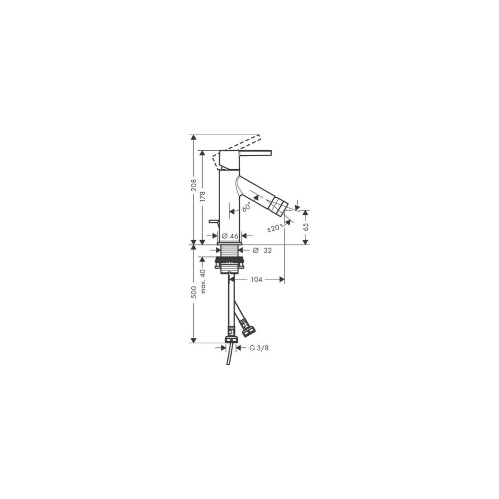 Hansgrohe AXOR Starck Einhebel-Bidetmischer, 7,5l/min, Hebelgriff, Zugstangen-Ablau... HANSGROHE-10214250 4011097855127 (Abb. 2)