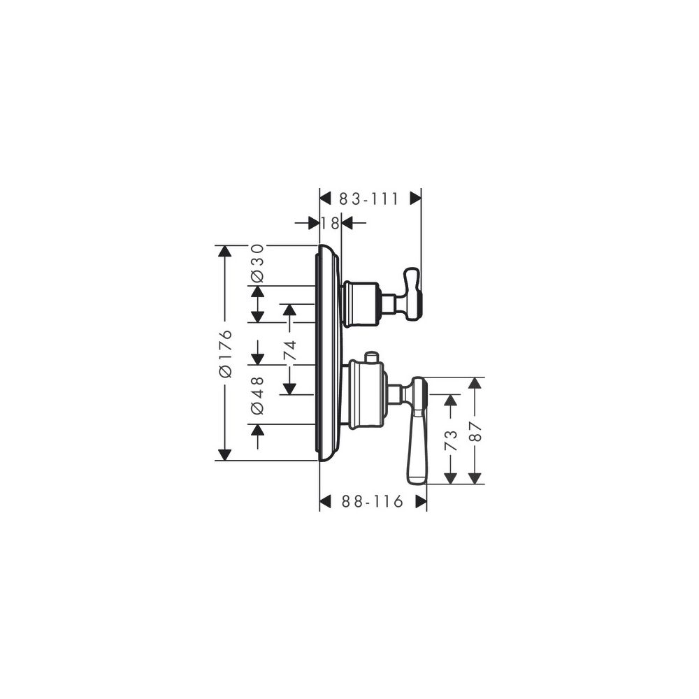 Hansgrohe AXOR Montreux Thermostat Unterputz, 25l/min, Hebelgriff, Absperrventil, P... HANSGROHE-16801300 4011097883656 (Abb. 2)