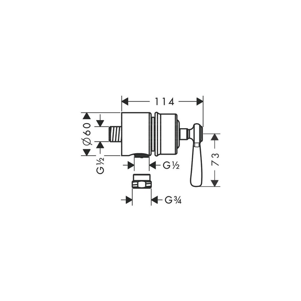 Hansgrohe AXOR Montreux Wandanschluss Stop, Rückflussverhinderer, Absperrventil, He... HANSGROHE-16883340 4011097885018 (Abb. 2)