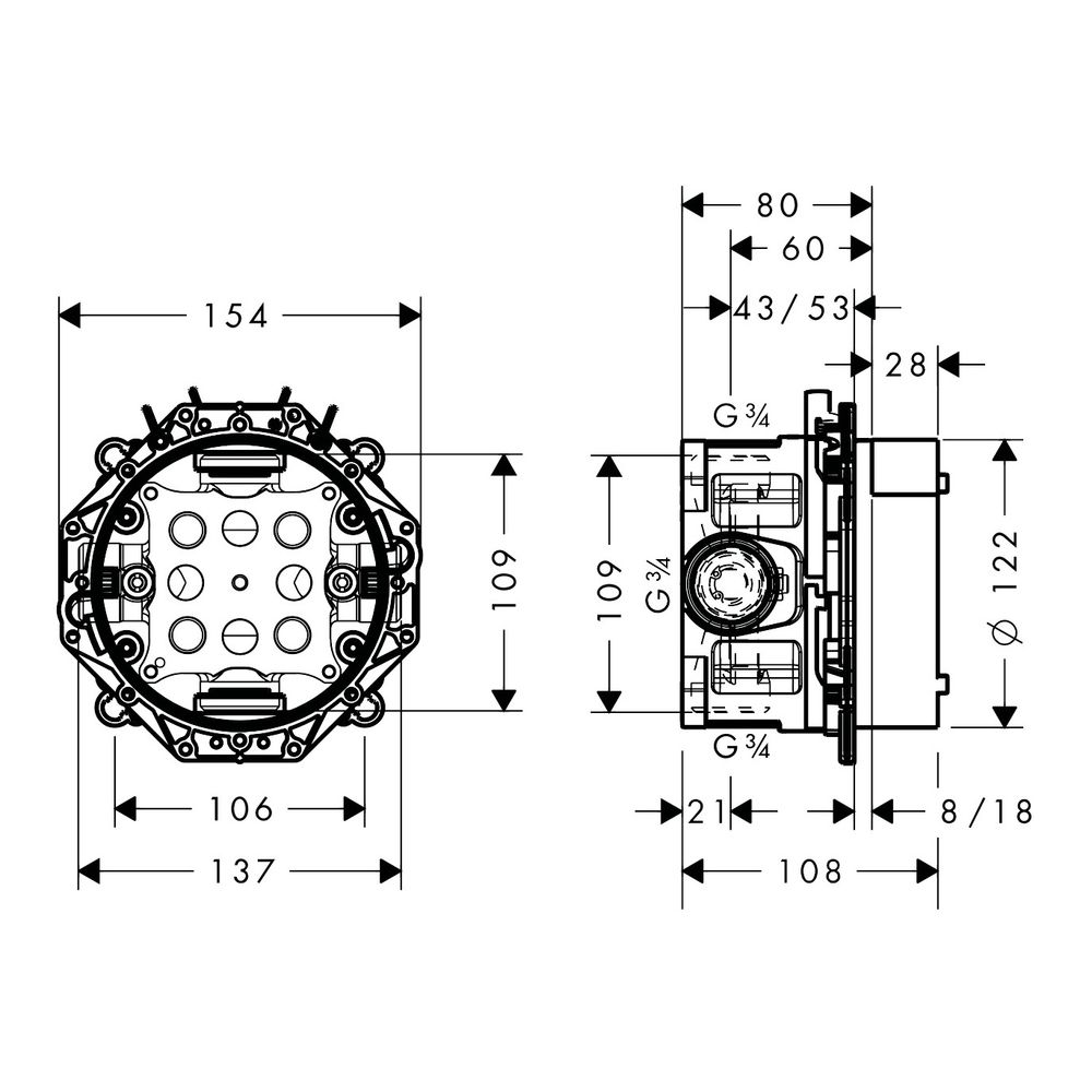 Hansgrohe AXOR Uno Waschtischmischer Grundkörper Standmodell, Einbauteil, DN 20... HANSGROHE-16182180 4011097797427 (Abb. 3)