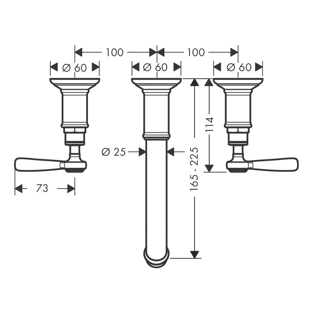 Hansgrohe AXOR Montreux 3-Loch Waschtischarmatur UP, 5l/min, für Wandm., Auslauf 16... HANSGROHE-16534330 4011097881157 (Abb. 2)