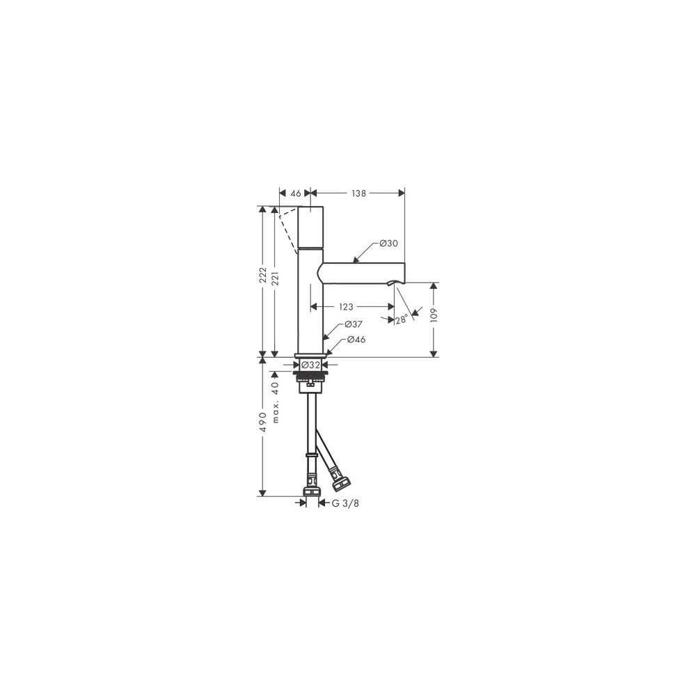 Hansgrohe AXOR Uno Einhebel-Waschtischmischer 110mm, 5l/min, Zerogriff, Ablaufgarni... HANSGROHE-45002800 4059625013724 (Abb. 2)
