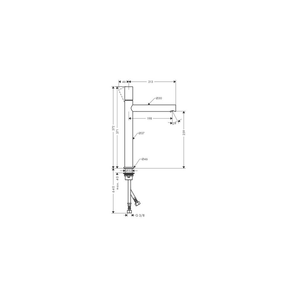 Hansgrohe AXOR Uno Einhebel-Waschtischmischer 260mm, 5l/min, für AWT, Zerogriff, Ab... HANSGROHE-45004990 4059625033760 (Abb. 2)