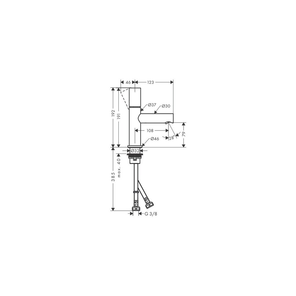 Hansgrohe AXOR Uno Einhebel-Waschtischmischer 80mm, 5l/min, Zerogriff, Ablaufgarnit... HANSGROHE-45005330 4059625013991 (Abb. 3)