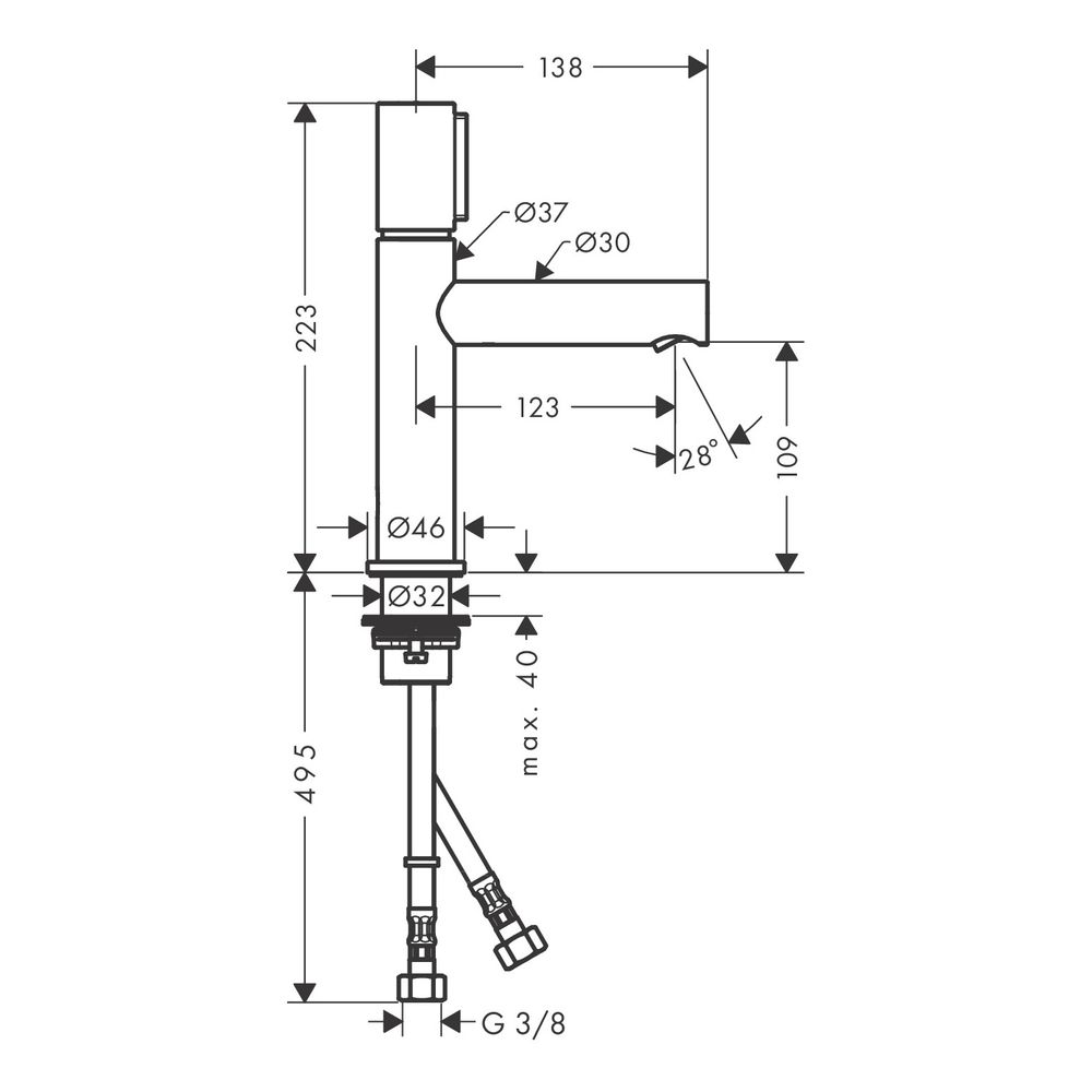 Hansgrohe AXOR Uno Waschtischmischer Select 110mm, 5l/min, Ablaufgarnitur, Chrom... HANSGROHE-45012000 4011097816708 (Abb. 5)