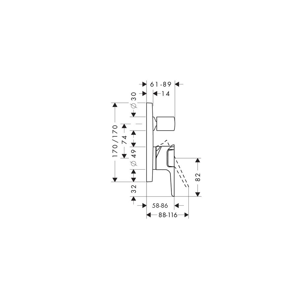 Hansgrohe AXOR Einhebel-Wannenmischer Citterio E Unterputz, 2 Verbraucher, Edelstah... HANSGROHE-36455800 4011097905051 (Abb. 2)