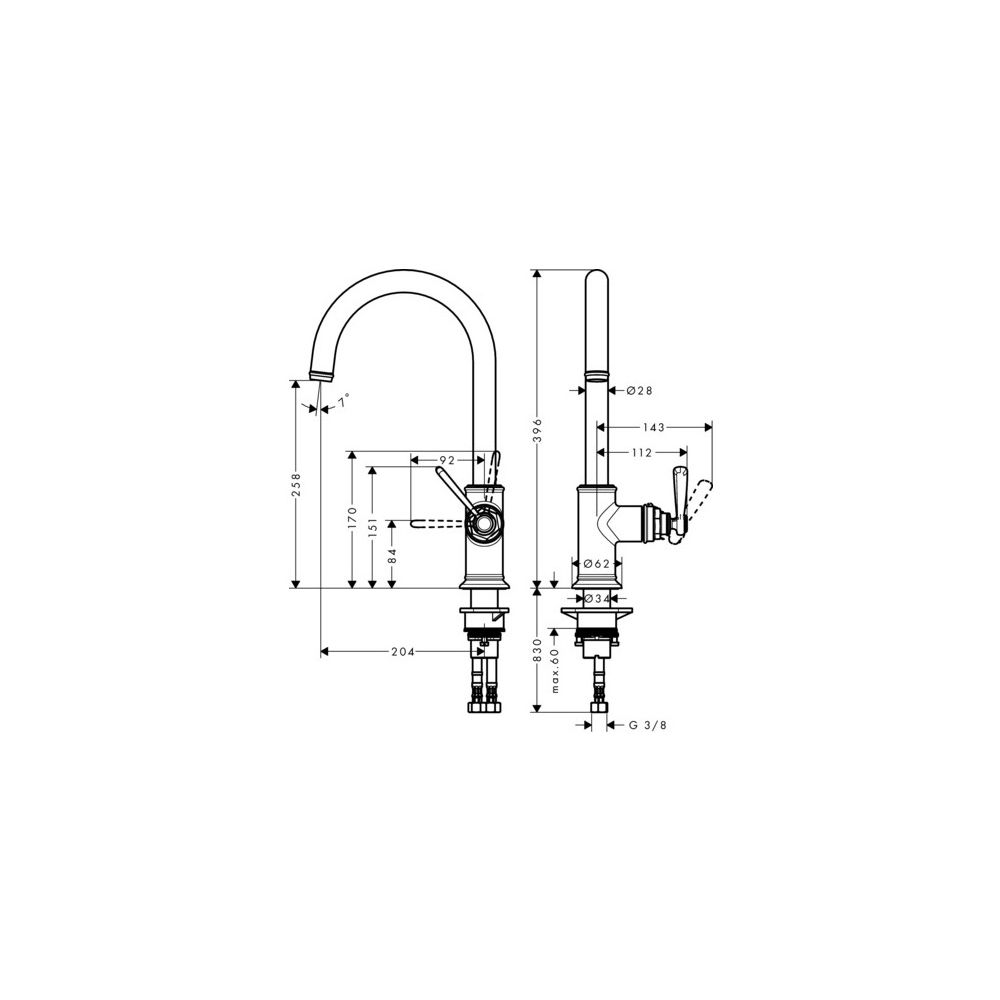 Hansgrohe AXOR Montreux Einhebel-Küchenmischer 260mm, 11l/min, Schwenkauslauf, Brus... HANSGROHE-16580140 4011097882994 (Abb. 2)