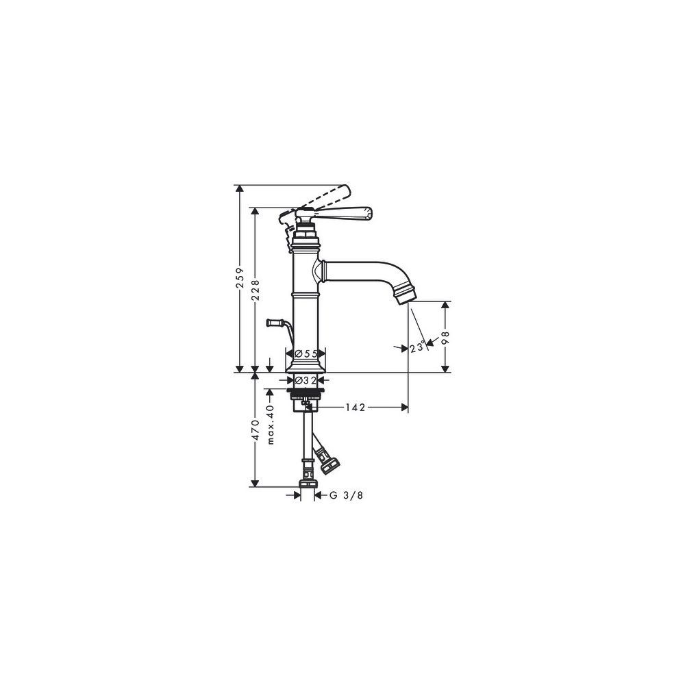 Hansgrohe AXOR Montreux Einhebel-Waschtischmischer 100mm, 5l/min, Hebelgriff, Zugst... HANSGROHE-16515950 4011097879857 (Abb. 3)