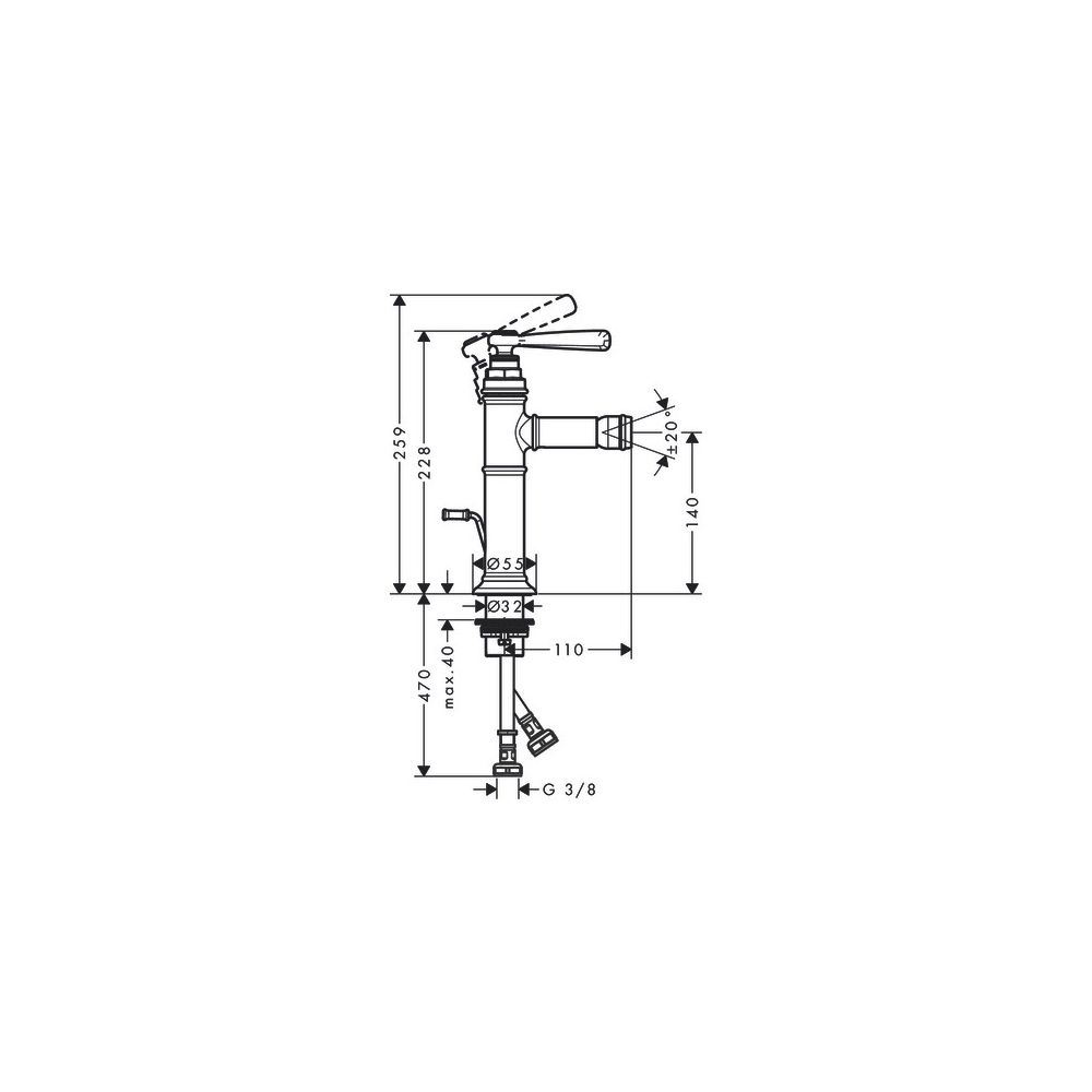 Hansgrohe AXOR Montreux Einhebel-Bidetmischer, 5l/min, Hebelgriff, Zugstangen-Ablau... HANSGROHE-16526340 4011097880686 (Abb. 2)