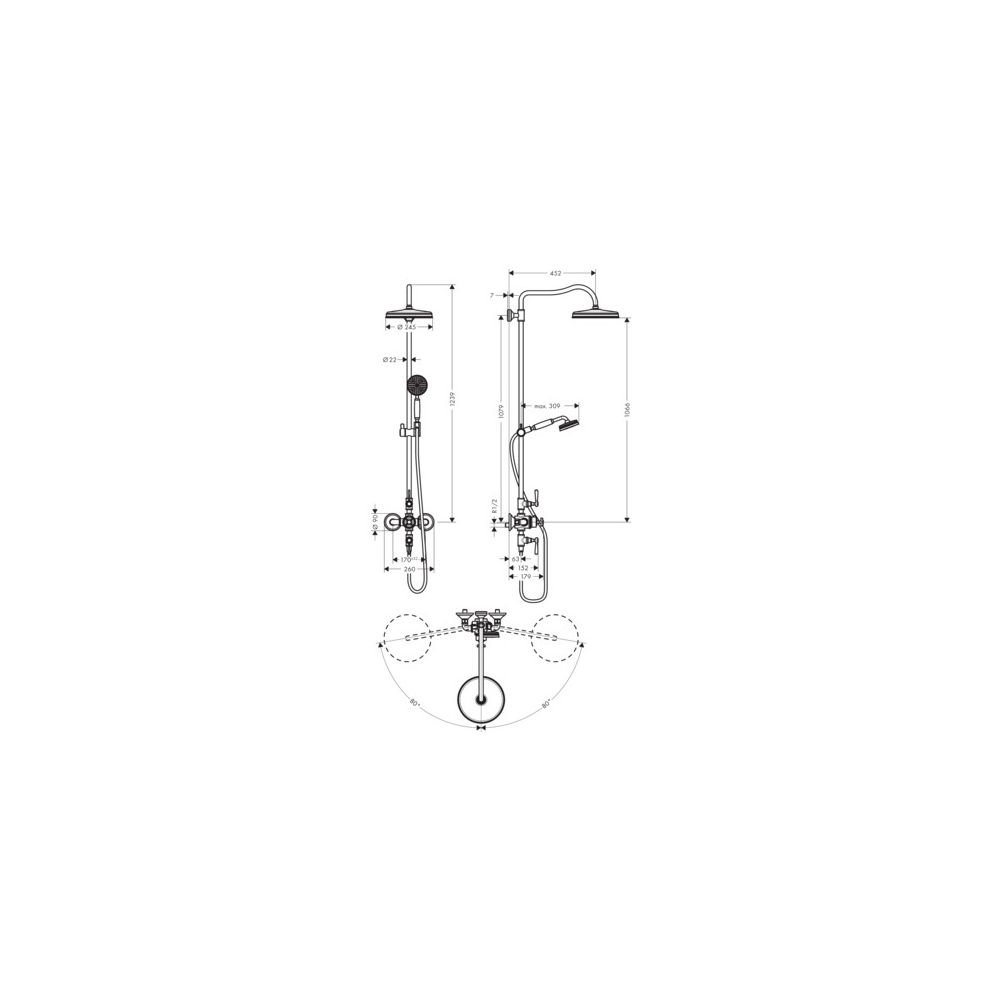 Hansgrohe AXOR Montreux Showerpipe, Thermostat, Kopfbrause 240mm, 14l/min, 1jet, DN... HANSGROHE-16572820 4011097823218 (Abb. 4)