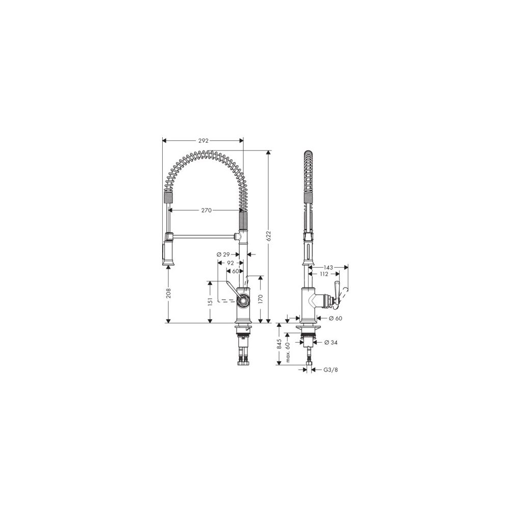 Hansgrohe AXOR Montreux Einhebel-Küchenmischer 210mm, 11l/min, Semi-Pro, Edelstahl ... HANSGROHE-16582800 4011097822853 (Abb. 3)