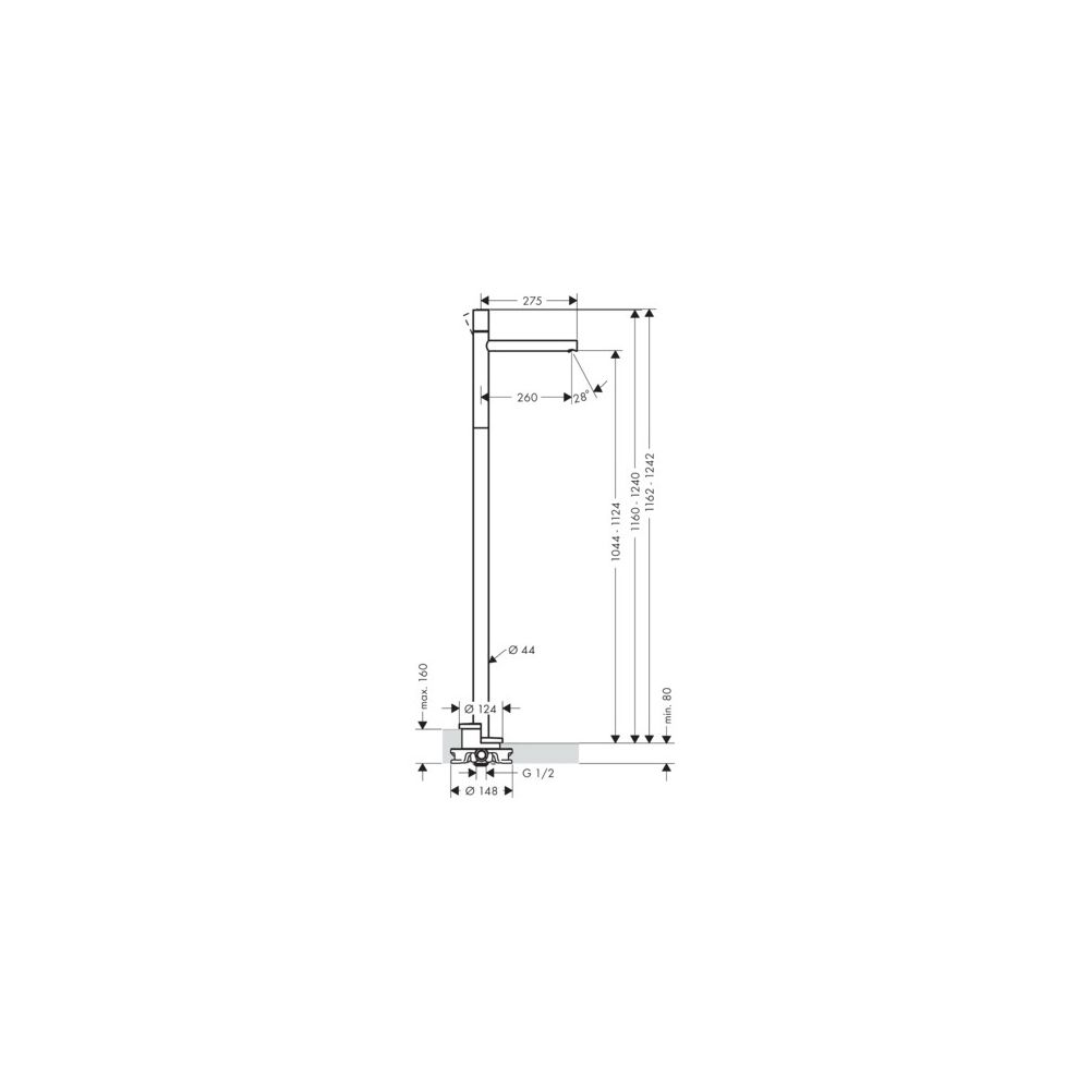 Hansgrohe AXOR Uno Einhebel-Waschtischmischer bodenstehend, 5l/min, Zerogriff ohne ... HANSGROHE-45037140 4059625015254 (Abb. 2)