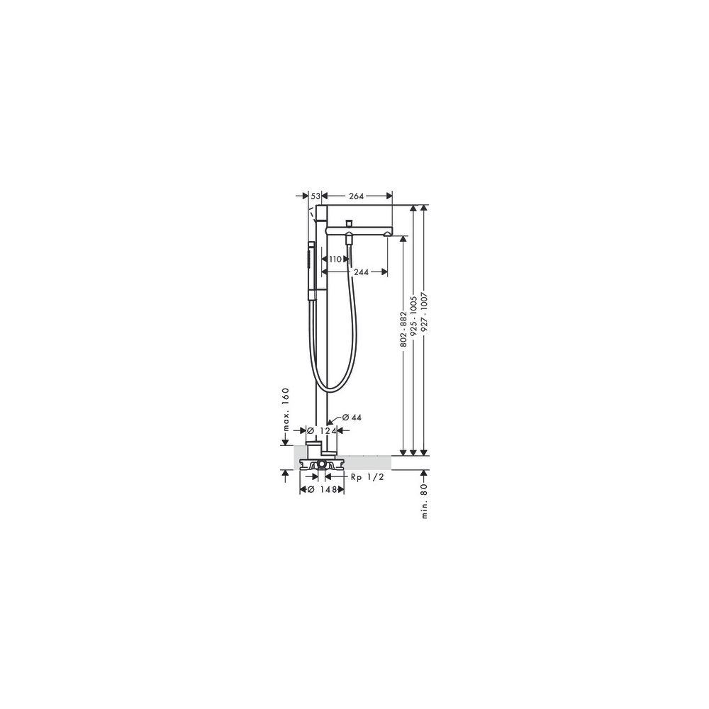 Hansgrohe AXOR Uno Einhebel-Wannenmischer bodenstehend, 18l/min, Zerogriff, Brushed... HANSGROHE-45416950 4059625032619 (Abb. 2)