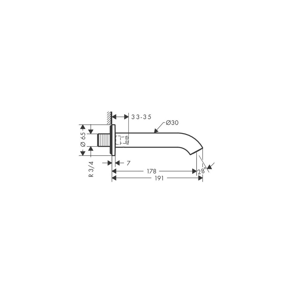 Hansgrohe AXOR Uno Wanneneinlauf, 19l/min, gebogen, Brushed Gold Optic... HANSGROHE-38411250 4059625019313 (Abb. 2)