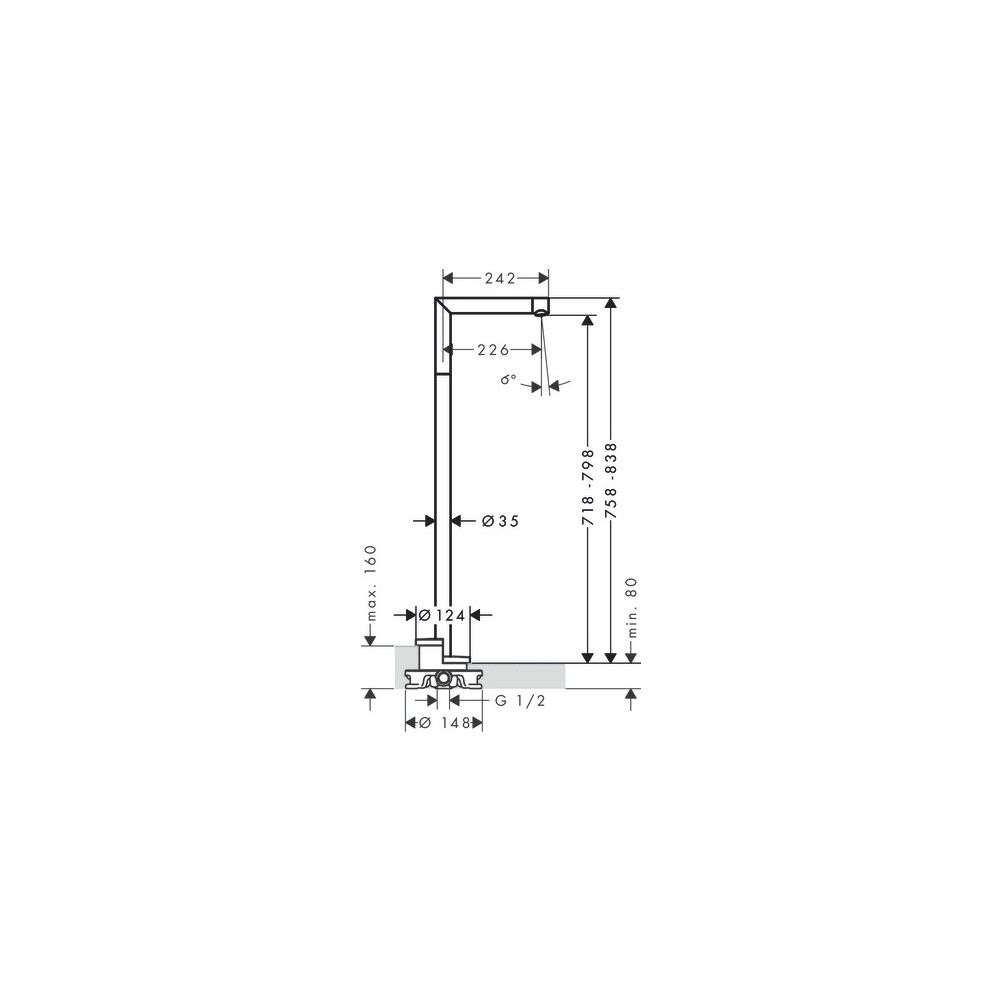 Hansgrohe AXOR Uno Wanneneinlauf, 18l/min, gerade bodenstehend, Brushed Brass... HANSGROHE-45412950 4059625019924 (Abb. 2)