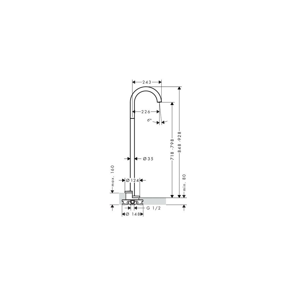 Hansgrohe AXOR Uno Wanneneinlauf, 18l/min, gebogen bodenstehend, Brushed Black Chro... HANSGROHE-38412340 4059625019412 (Abb. 2)