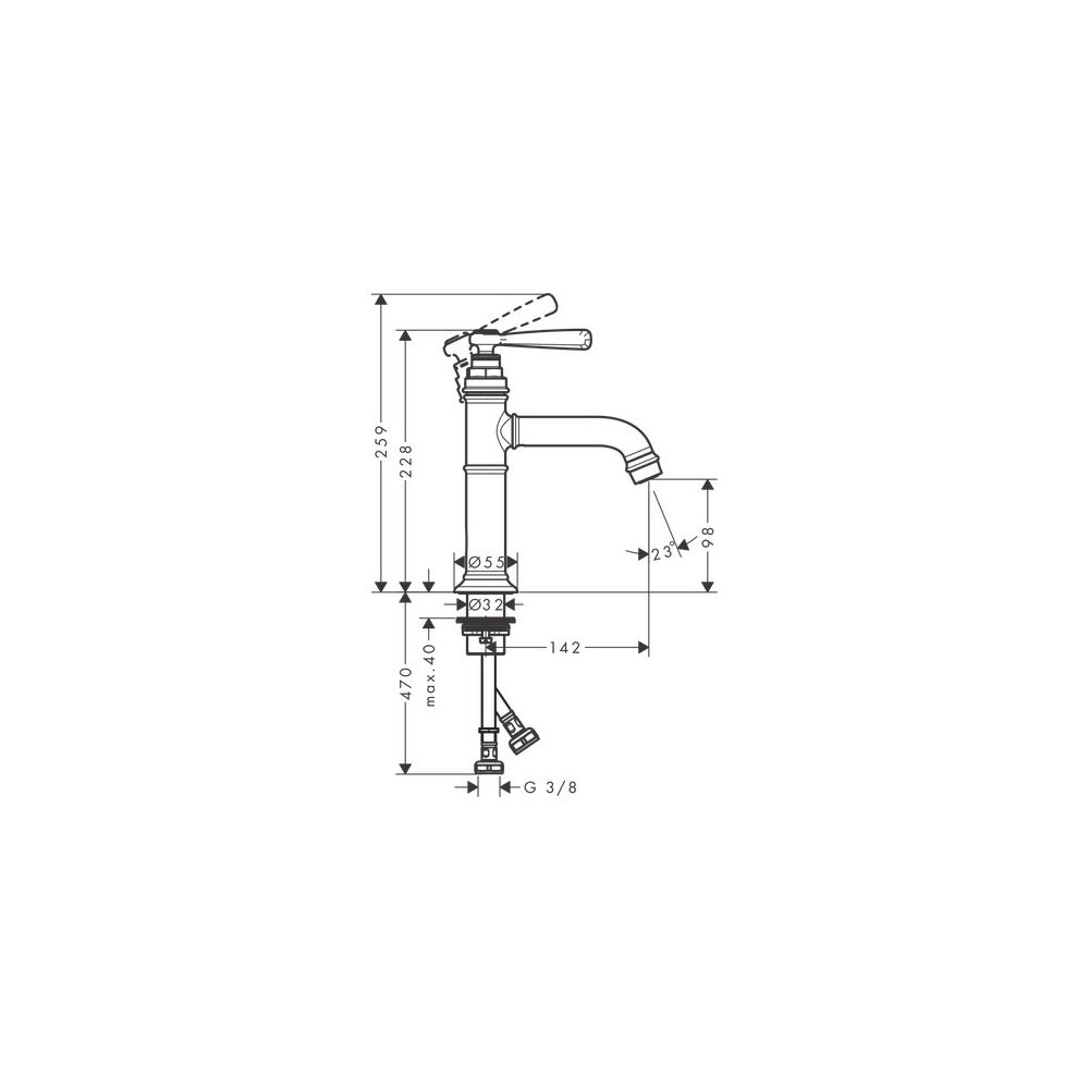 Hansgrohe AXOR Montreux Einhebel-Waschtischmischer 100mm, 5l/min, Hebelgriff, Ablau... HANSGROHE-16516800 4011097880051 (Abb. 2)