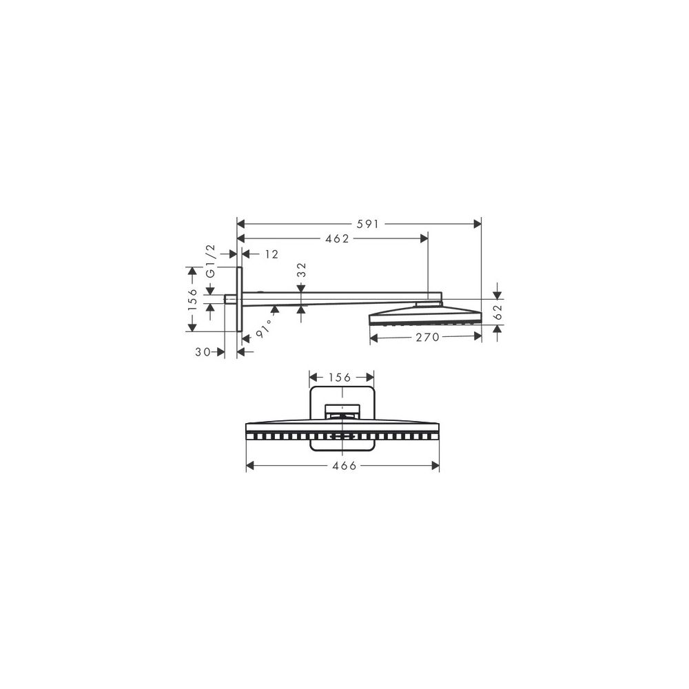 Hansgrohe AXOR ShowerSolutions Kopfbrause, 19l/min, 460x300mm, 1jet, Brausearm, sof... HANSGROHE-35274340 4059625134788 (Abb. 2)