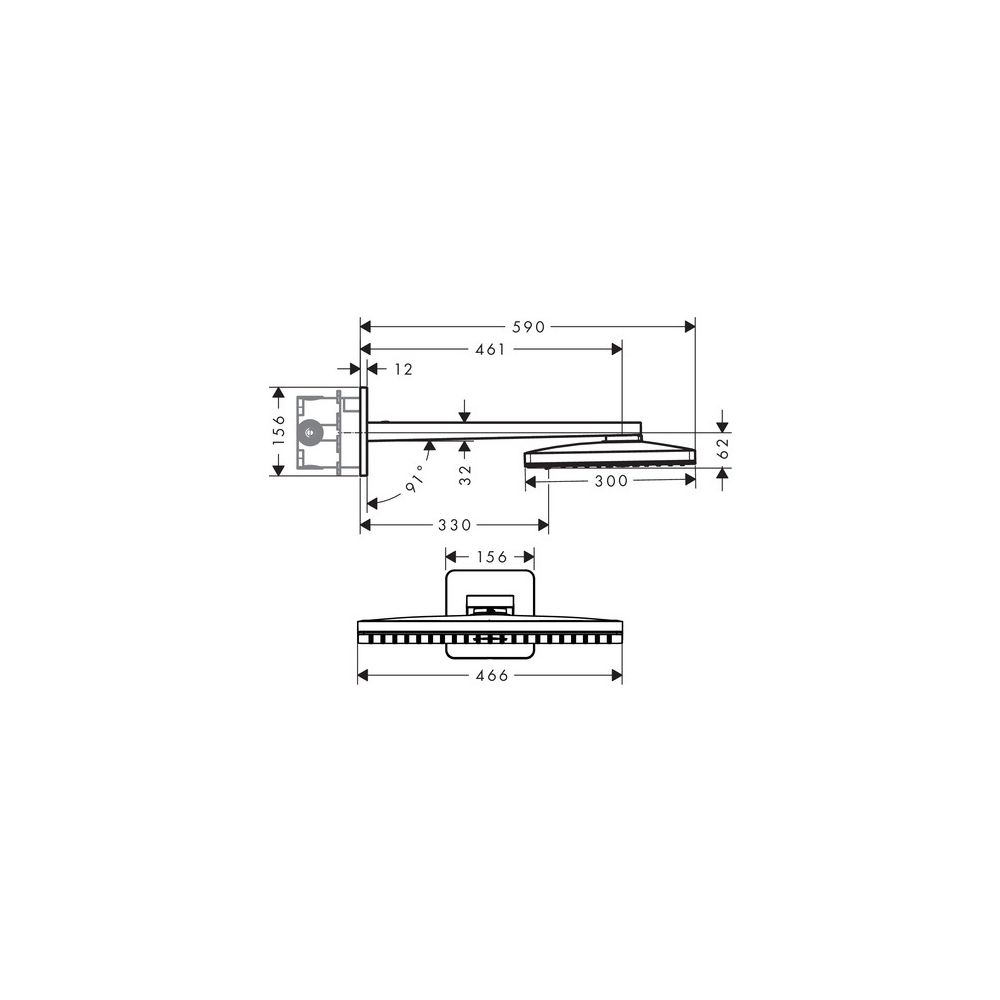 Hansgrohe AXOR ShowerSolutions Kopfbrause, 18l/min, 460x300mm, 3jet, Brausearm, sof... HANSGROHE-35276330 4059625135013 (Abb. 2)