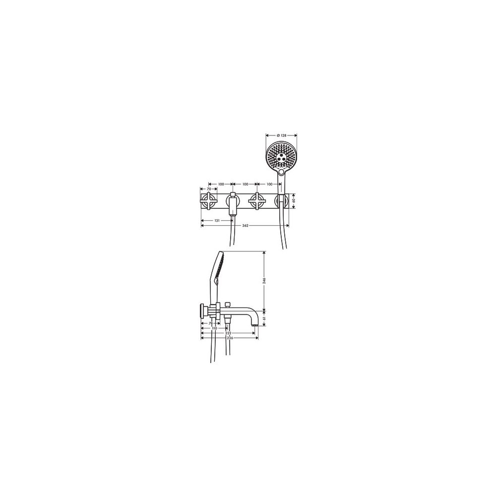 Hansgrohe AXOR Wannenarmatur Citterio 3-Loch Unterputz Wandmontage, Handbrause, Kre... HANSGROHE-39441330 4011097918372 (Abb. 2)