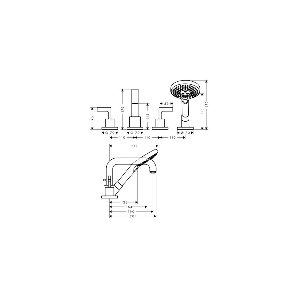 Hansgrohe AXOR Citterio 4-Loch Wannenarmatur, Fliesenrandarmatur, Hebelgriff, Roset... HANSGROHE-39454820 4011097919539 (Abb. 2)